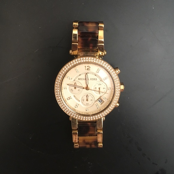 Michael Kors gold and tortoise shell watch