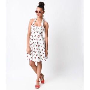 Morgan cherry print halter dress