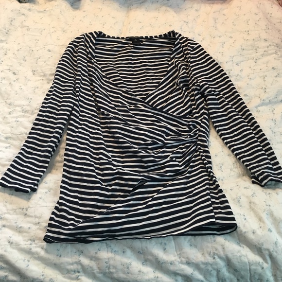 Ann Taylor faux wrap stripe top