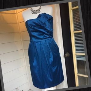 Hot little teal strapless dress