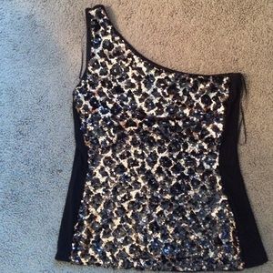 Leopard print one shoulder top