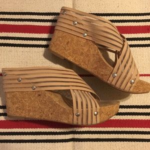 lucky brand miller2 cork wedges in nude stripe