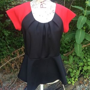 Adorable black and red peplum top