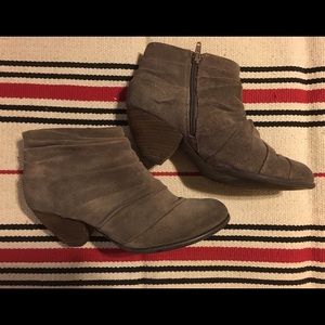 miss sixty suede ankle bootie in taupe