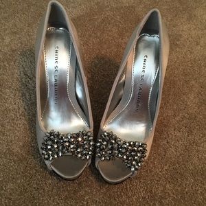 Chinese Laundry Silver Open-Toe Pumps