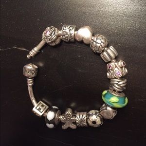 Pandora Bracelet with all real Pandora charms
