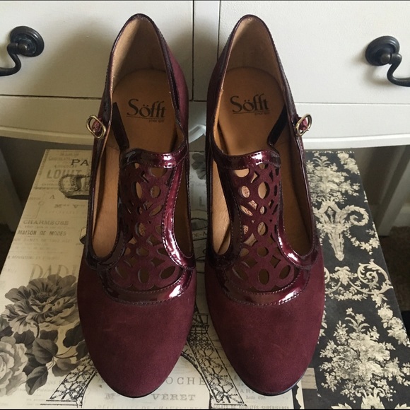 Sofft Burgundy Mary Janes
