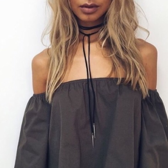 Black Suede Wrap with Silver Spikes