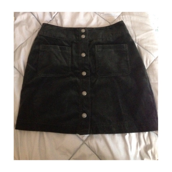 Suede Buttoned Mini Skirt