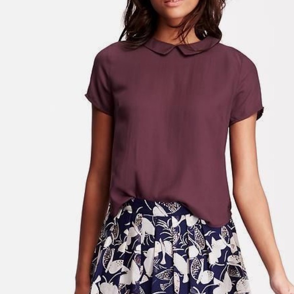 Old Navy Tops - Old Navy Women's Peter Pan Collar Crepe Top in Fig