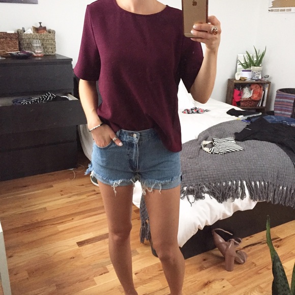 Maroon top with buttons