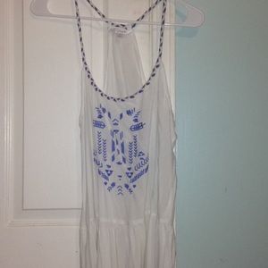 White shirt/very short dress