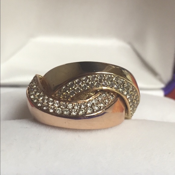 PRICE DROP πΉ Heavy 14K Rose/Yellow Gold Diamond Statement Ring - Picture 2 of 4