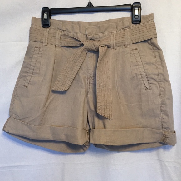 Tan Linen Shorts