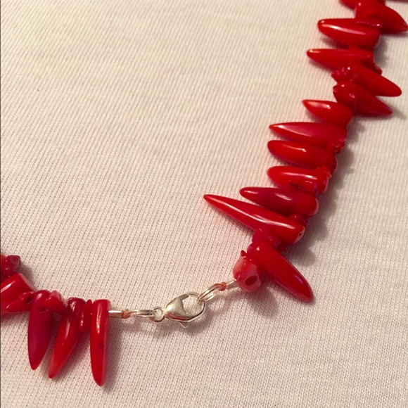 Red coral Necklace and earring Set - Picture 2 of 4