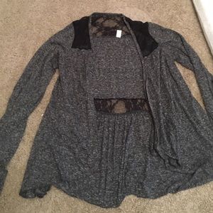 Gray cardigan with lace