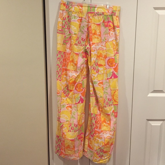 Yellow Patchwork Linen Pants - Picture 2 of 3