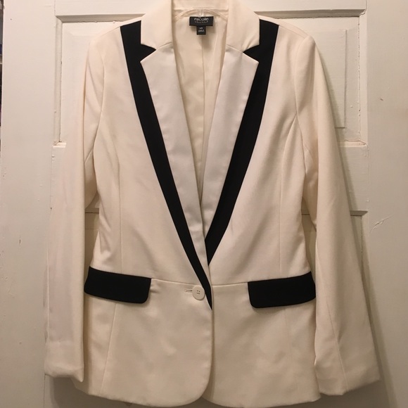 Ivory jacket/blazer dressy size XS black trim