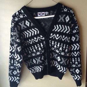 black and white knit cardigan