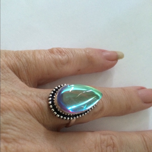 🎀Sterling Silver 🎀 Handmade Aqua Mystic Ring - Picture 3 of 3