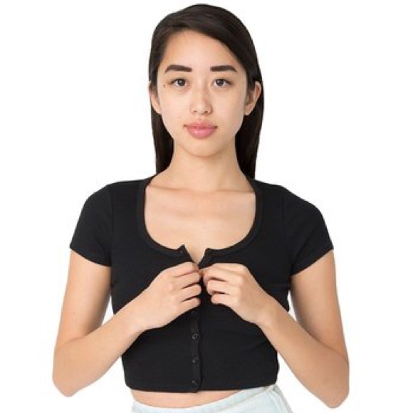 Button up American apparel crop top