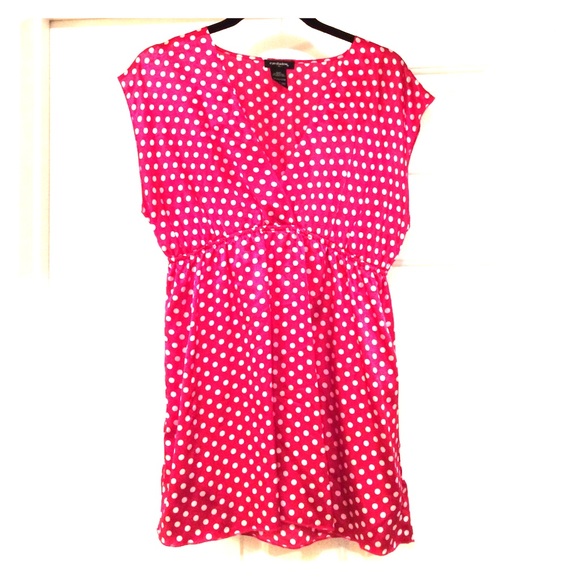 Red w/ white polka dots empire waist blouse