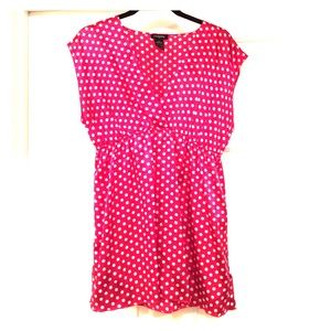 Red w/ white polka dots empire waist blouse
