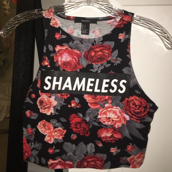 Shameless floral crop tank