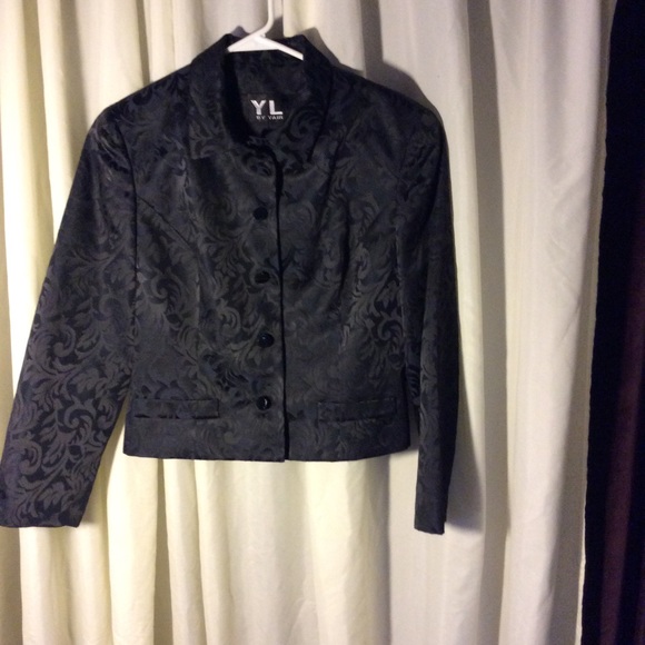 Vtg Black Brocade Jacket - image 1