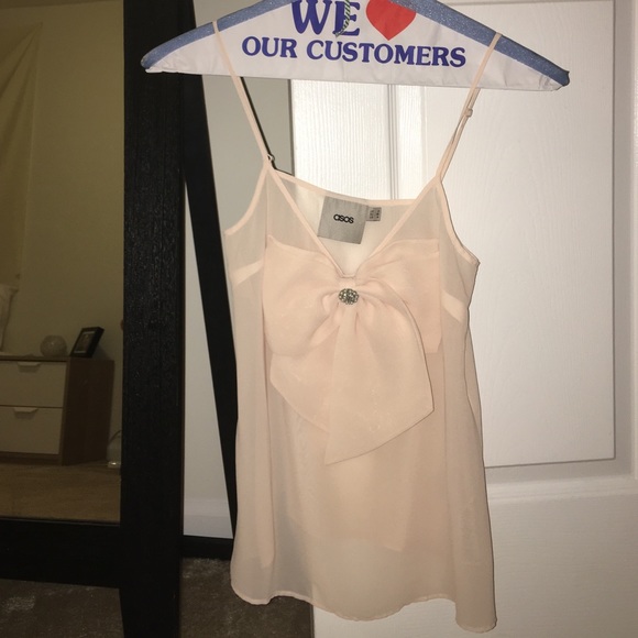 Light pink sheer tank top with bow
