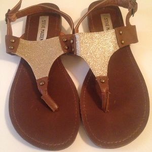 Steve Madden gold and leather sandals
