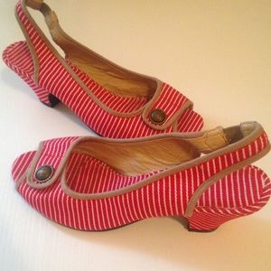New red and white sling backs