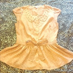 feminine polkadot peplum top w.rhinestone detail