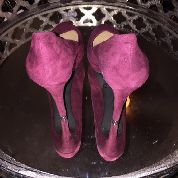 Suede Burgundy Heel - Picture 2 of 3