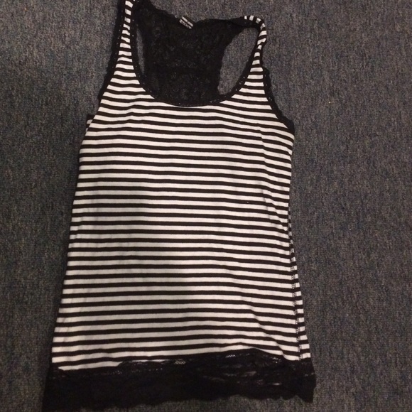 Black and white lace tank top