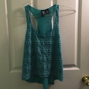 Teal lace tank top