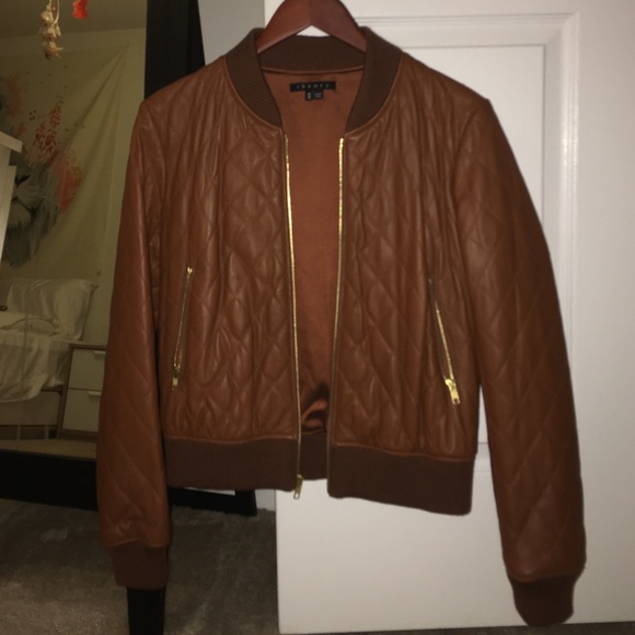 brown leather jacket