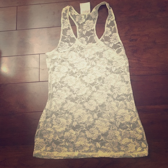 Sheer lace tank top