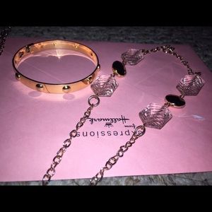 Paired Pink Natually Necklace w a Golden Bracelet