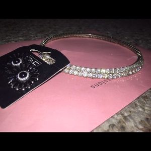 Diamond Brace Necklace w Earrings