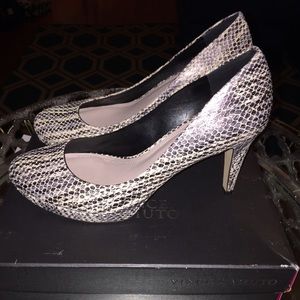 Metallic Snake Skin Heel