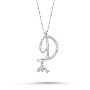 Sterling silver 925 Initial D with Dolphin