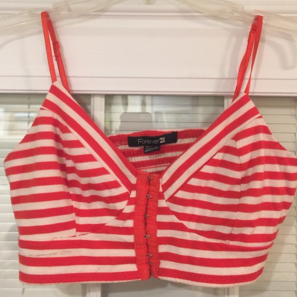 Red and white striped crop top