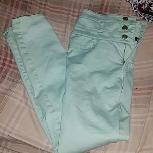 Green high waisted super skinny jeans!!