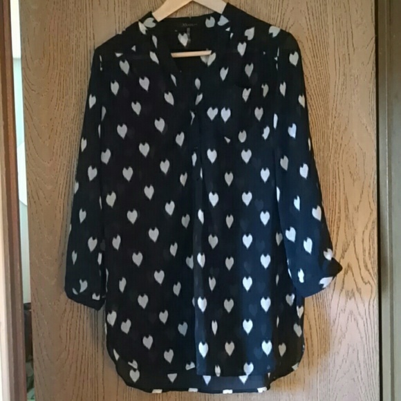 Black and white polka dot heart tunic