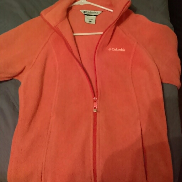 Tangerine colored Columbia fleece jacket