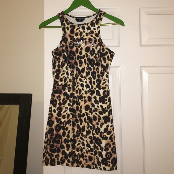 Cheetah print BEBE body con dress