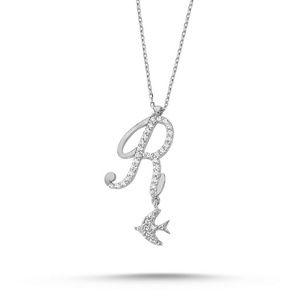Sterling Silver 925 Initial R with Bird
