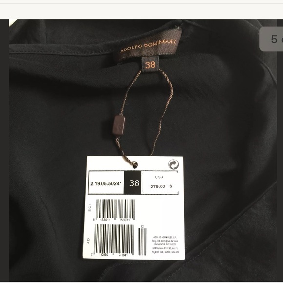 Adolfo Dominguez long sleeve black tie top size 6 - Picture 4 of 4