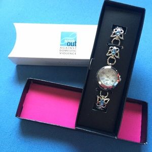 Silver tone butterfly link watch (never worn)